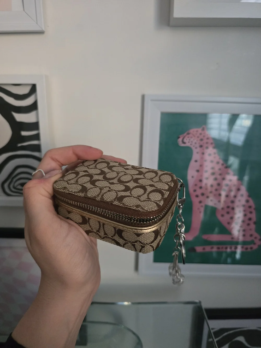 Vintage Coach Pill / Jewelry / Accessory Box W/Cherry Charm
